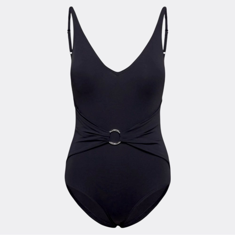 Michael Kors Iconic Solid V Neck One Piece